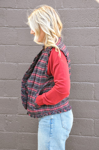 Quilted Plaid Pocket Vest