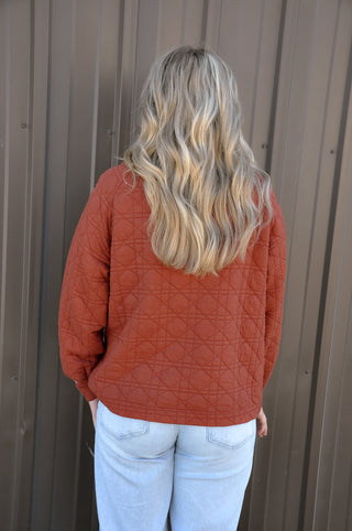 Quilted High Collar Zip Up Sweatshirt