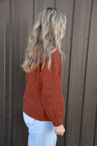 Quilted High Collar Zip Up Sweatshirt