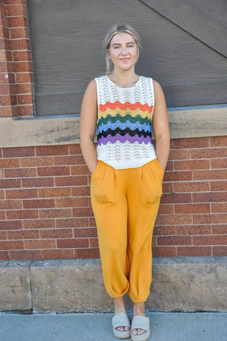 Rainbow Crochet Sweater Tank Top