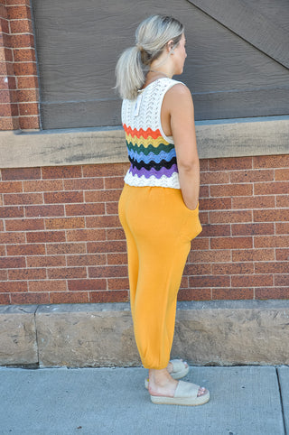 Rainbow Crochet Sweater Tank Top