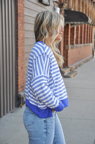 Raw Edge Details Striped High-Low Top