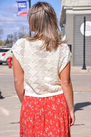 Crocheted Side Tie Cropped Vest