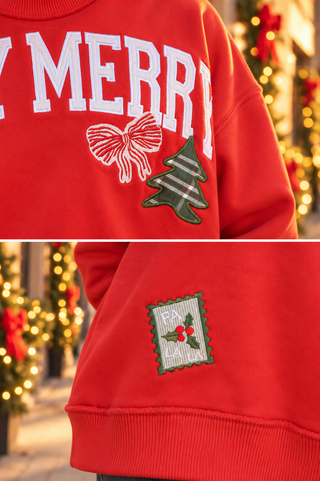 Red Very Merry Vintage Mock Sweatshirt