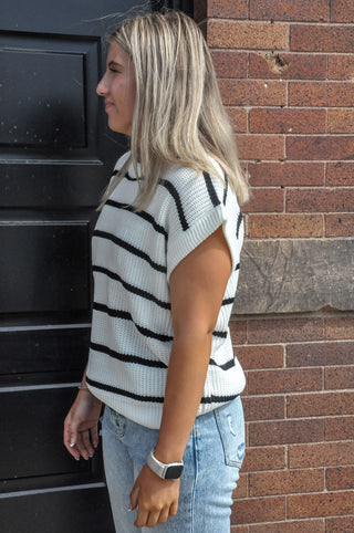 Refined Striped Sleeveless Sweater