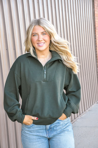 Regency Green Quarter Zip Scuba Pullover
