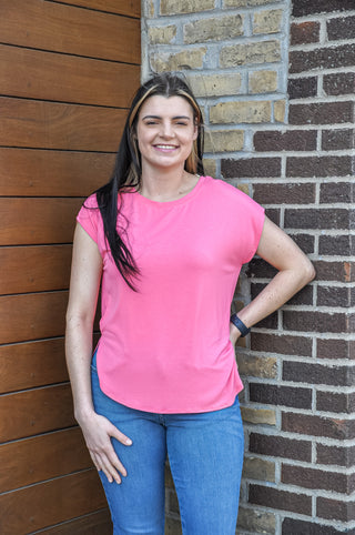 Relaxed Dolman SS Round Neck Top