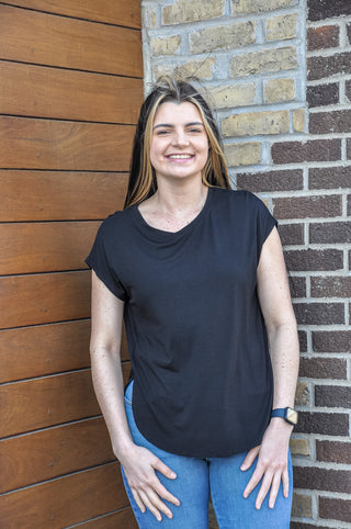 Relaxed Dolman SS Round Neck Top