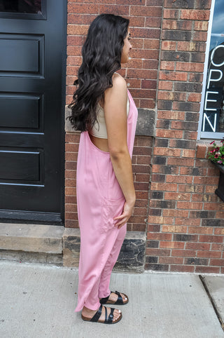 Relaxed Wide Leg Pocket Jumpsuit