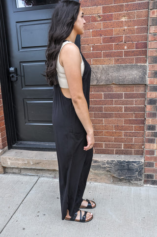 Relaxed Wide Leg Pocket Jumpsuit