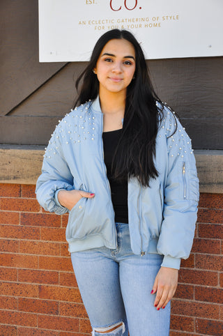 Rhinestone Oversize Bomber Jacket