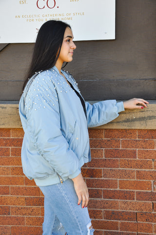 Rhinestone Oversize Bomber Jacket