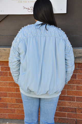 Rhinestone Oversize Bomber Jacket