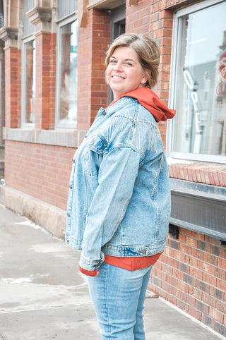 Rhinestone Shoulder Fringe Denim Jacket