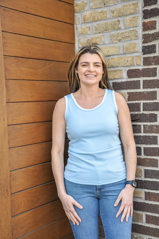 Ribbed Blanket Stitch Tank Top