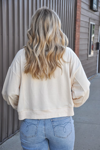 Ribbed Crew Neck Sweatshirt