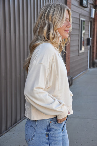 Ribbed Crew Neck Sweatshirt