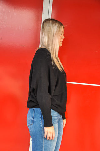 Ribbed Dolman Sleeve Sweater