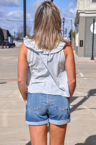 Rina Ruffled Checkered Blouse