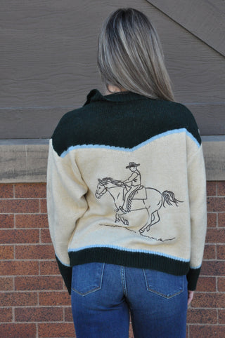 Rodeo Embroidered Zip Cardigan