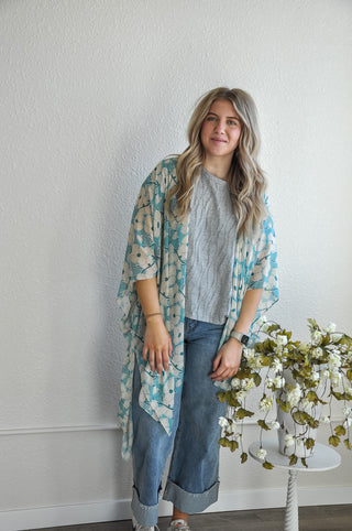 Romantic Floral Print Kimono