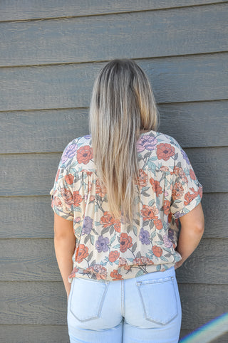 Romantic Floral Tasseled Dolman Top