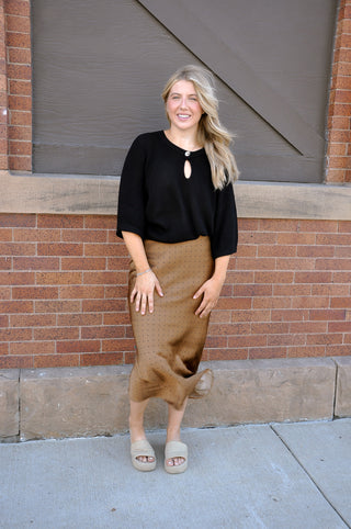 Polka Dot Satin Midi Skirt