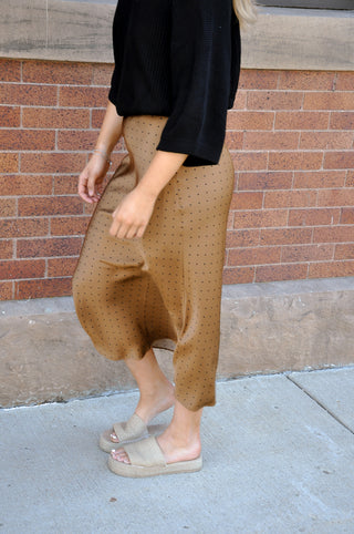 Polka Dot Satin Midi Skirt