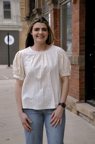 Round Neck Puff Sleeve Top