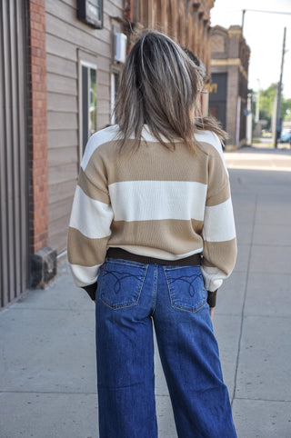 Round Neck Striped Sweater Top
