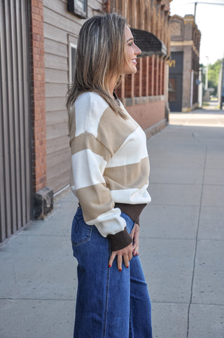 Round Neck Striped Sweater Top