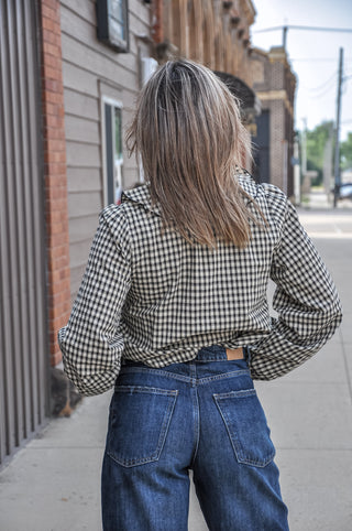 Ruffle Collar V-Neck LS Blouse