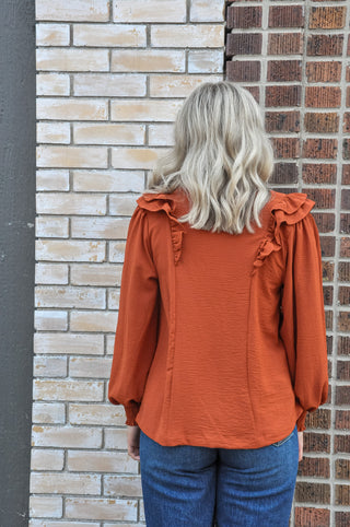 Ruffle Detail Balloon LS Top