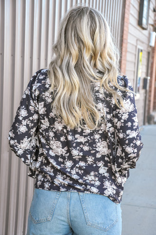 Ruffle Hem Floral Print Top, view 3 | JQ Clothing Co.