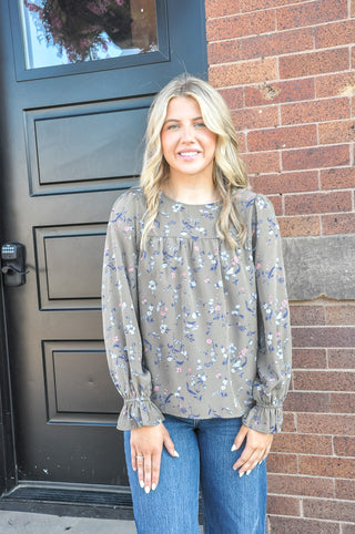 Ruffle Hem Floral Print Top