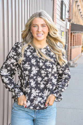 Ruffle Hem Floral Print Top