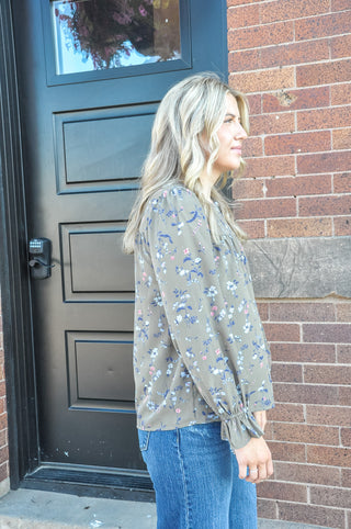 Ruffle Hem Floral Print Top