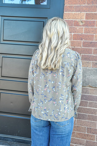 Ruffle Hem Floral Print Top