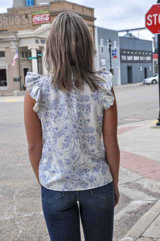Ruffle Sleeve Mock Neck Top