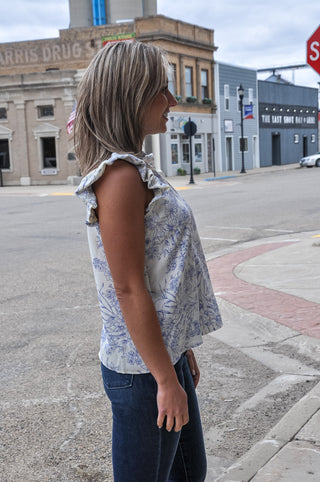 Ruffle Sleeve Mock Neck Top