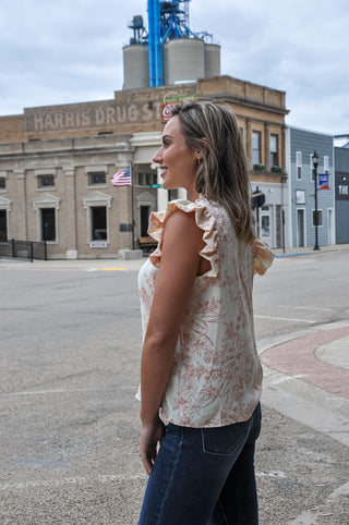 Ruffle Sleeve Mock Neck Top