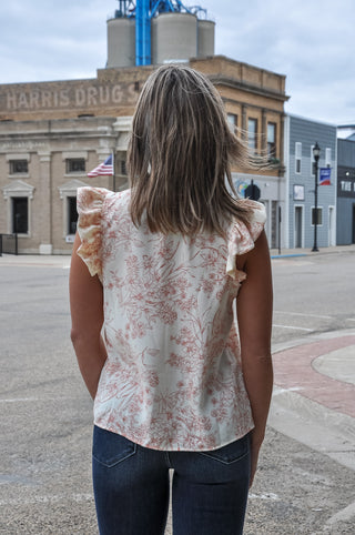 Ruffle Sleeve Mock Neck Top