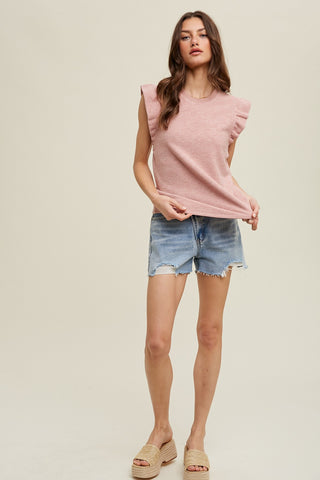 Ruffle Sleeve Waffle Knit Top | JQ Clothing Co.