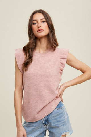 Ruffle Sleeve Waffle Knit Top | JQ Clothing Co.