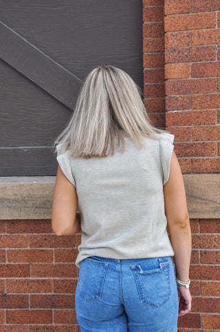 Ruffle Sleeve Waffle Knit Top