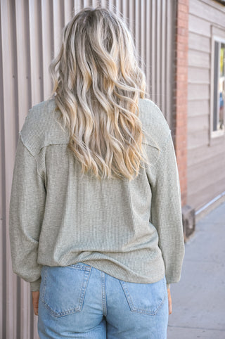Ruffle Yoke Thermal Henley