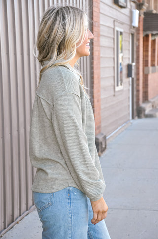 Ruffle Yoke Thermal Henley