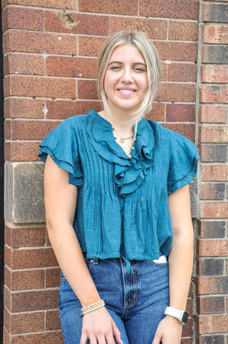 Ruffled Front Tie Top