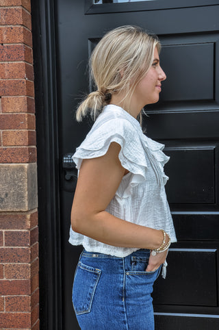 Ruffled Front Tie Top