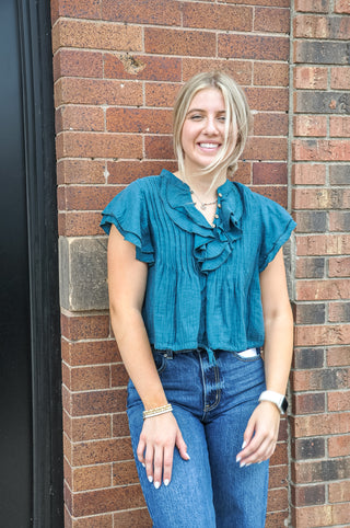 Ruffled Front Tie Top